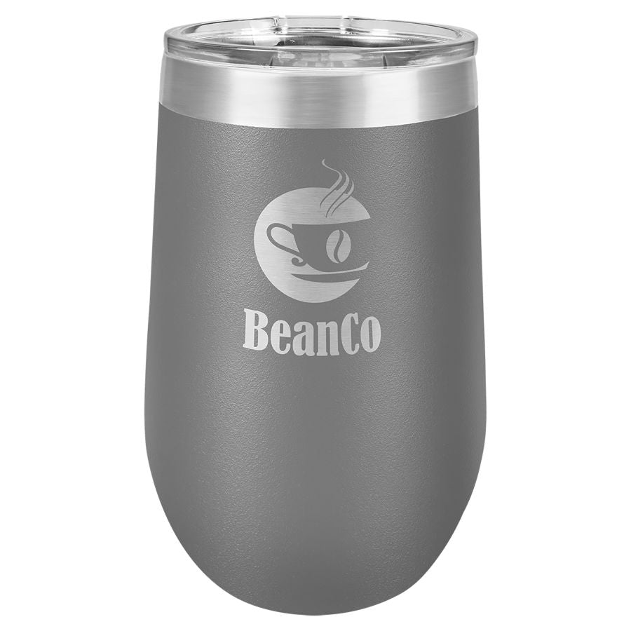 Dark Gray 16 oz. Stemless Tumbler with Clear Lid