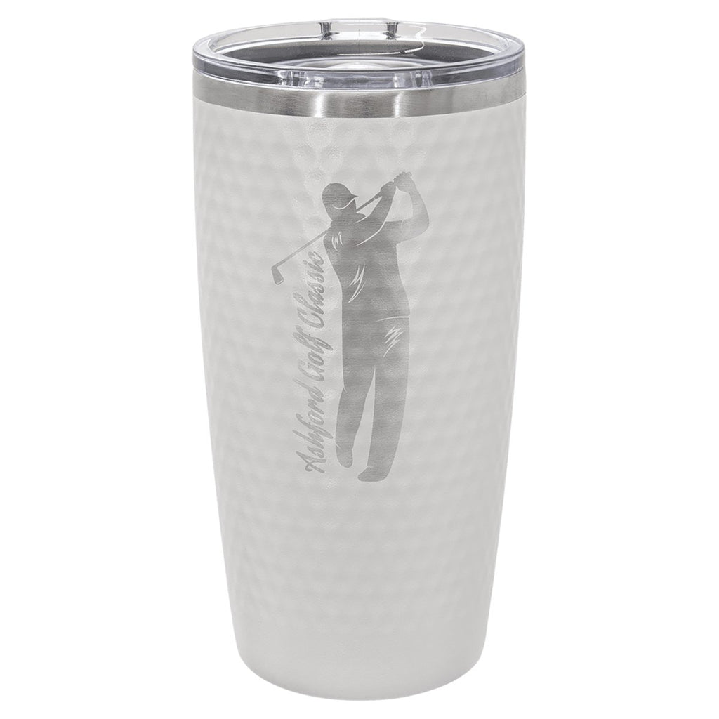 20 oz. White Golf Tumbler - Full Dimples and Slider Lid