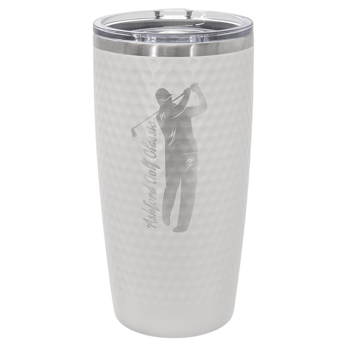 20 oz. White Golf Tumbler - Full Dimples and Slider Lid