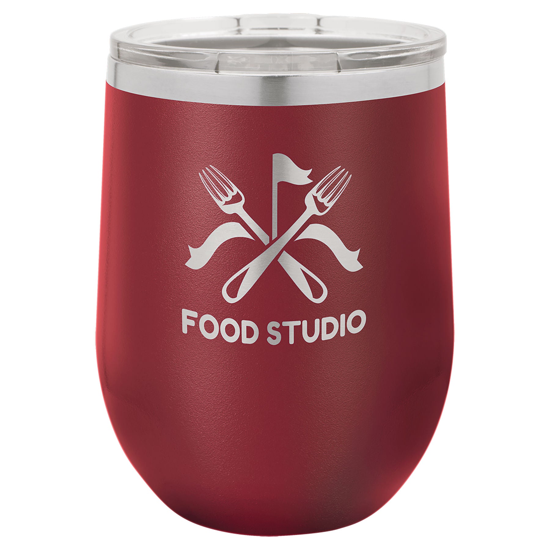 Maroon 12 oz. Stemless Tumbler with Clear Lid