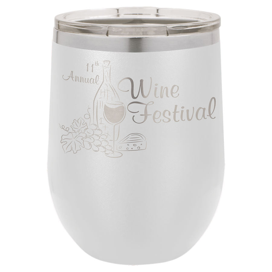 White 12 oz. Stemless Tumbler with Clear Lid