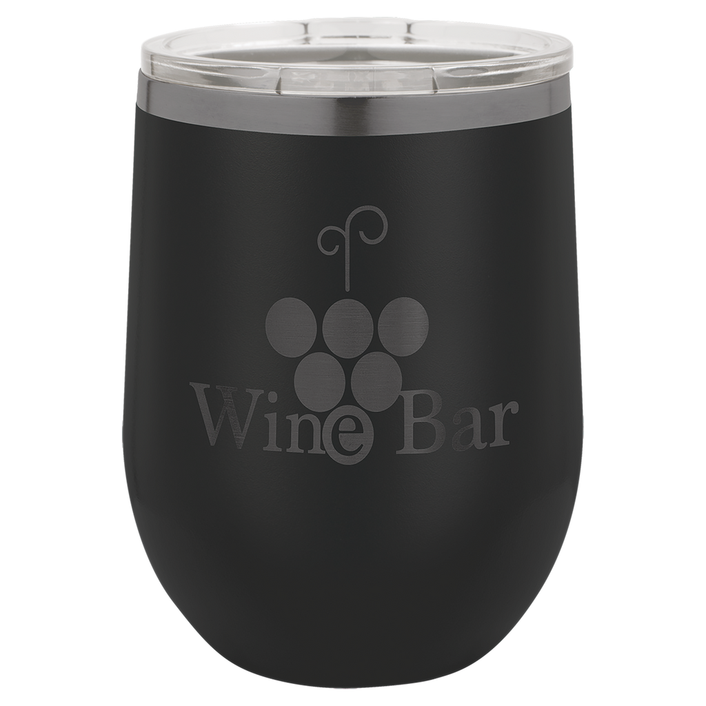 12 oz. Black/Ghost Black ION-Plated Stemless Wine Tumbler with Lid