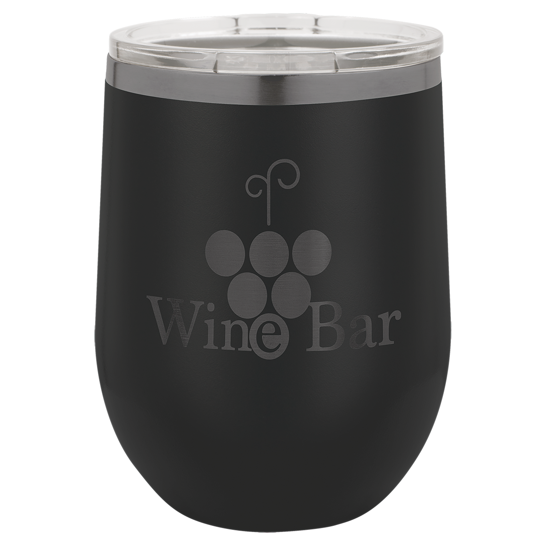 12 oz. Black/Ghost Black ION-Plated Stemless Wine Tumbler with Lid