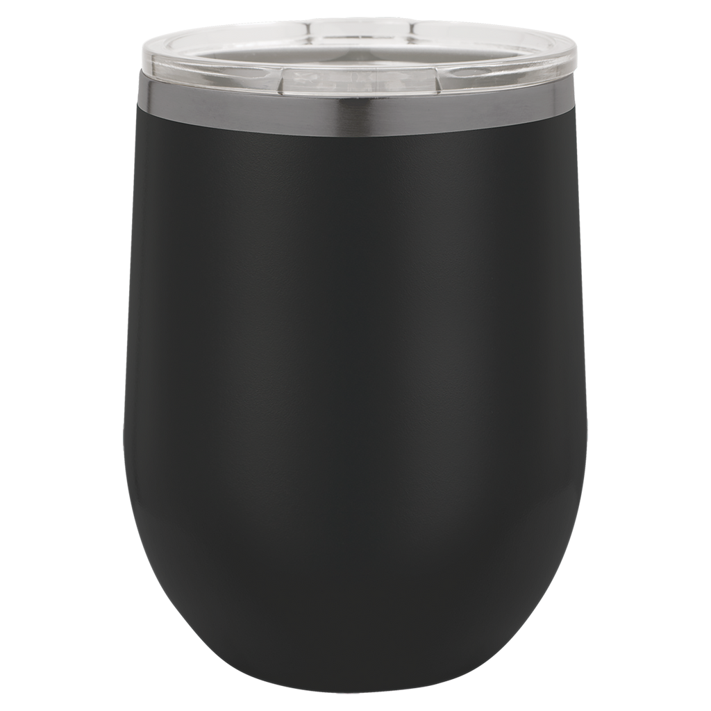 12 oz. Black/Ghost Black ION-Plated Stemless Wine Tumbler with Lid blank-preview