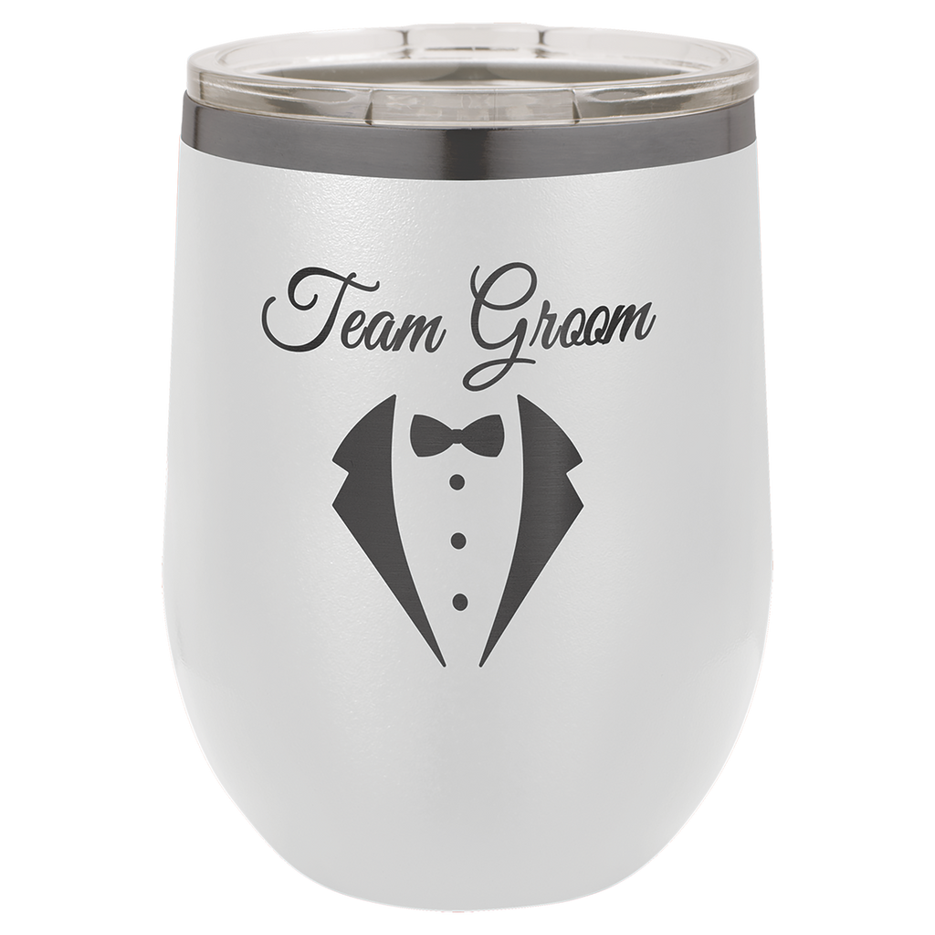 12 oz. White/Ghost Black ION-Plated Stemless Wine Tumbler with Lid