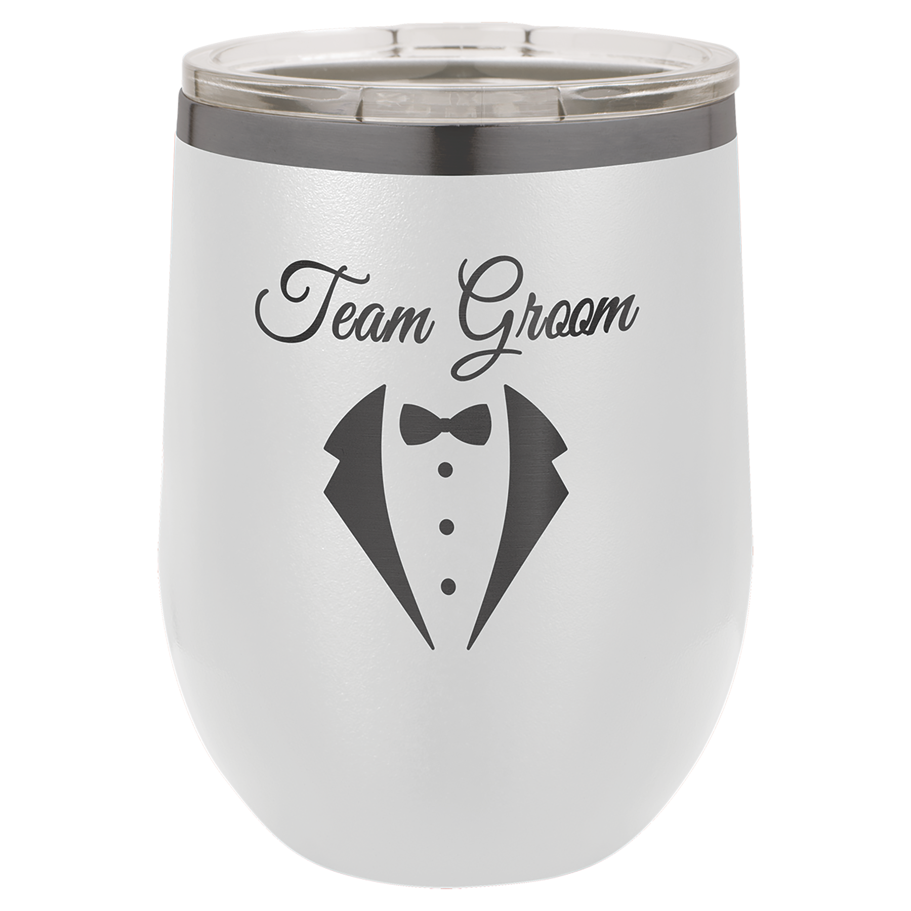 12 oz. White/Ghost Black ION-Plated Stemless Wine Tumbler with Lid