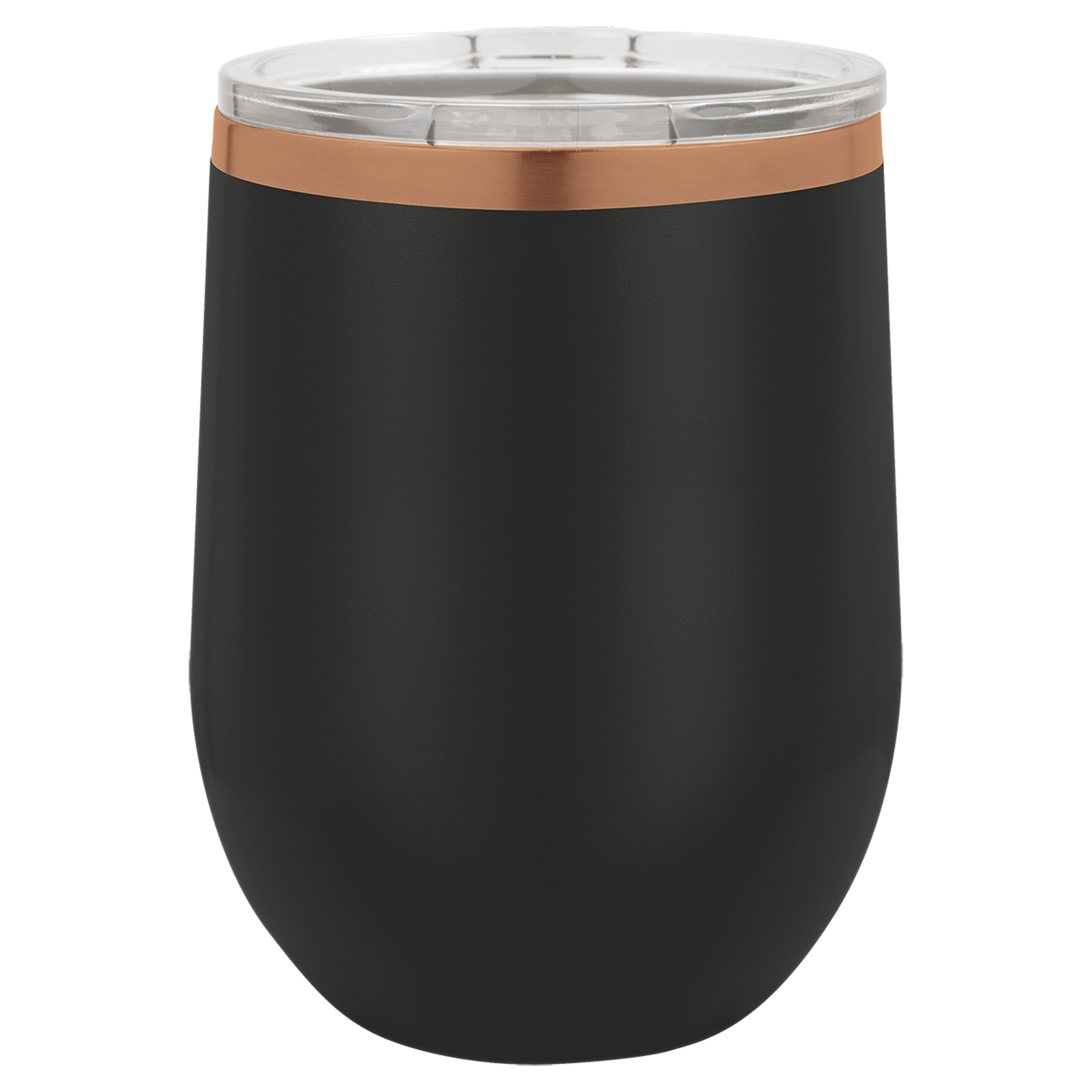 12 oz. Black/Rose Gold ION-Plated Stemless Wine Tumbler with Lid blank-preview