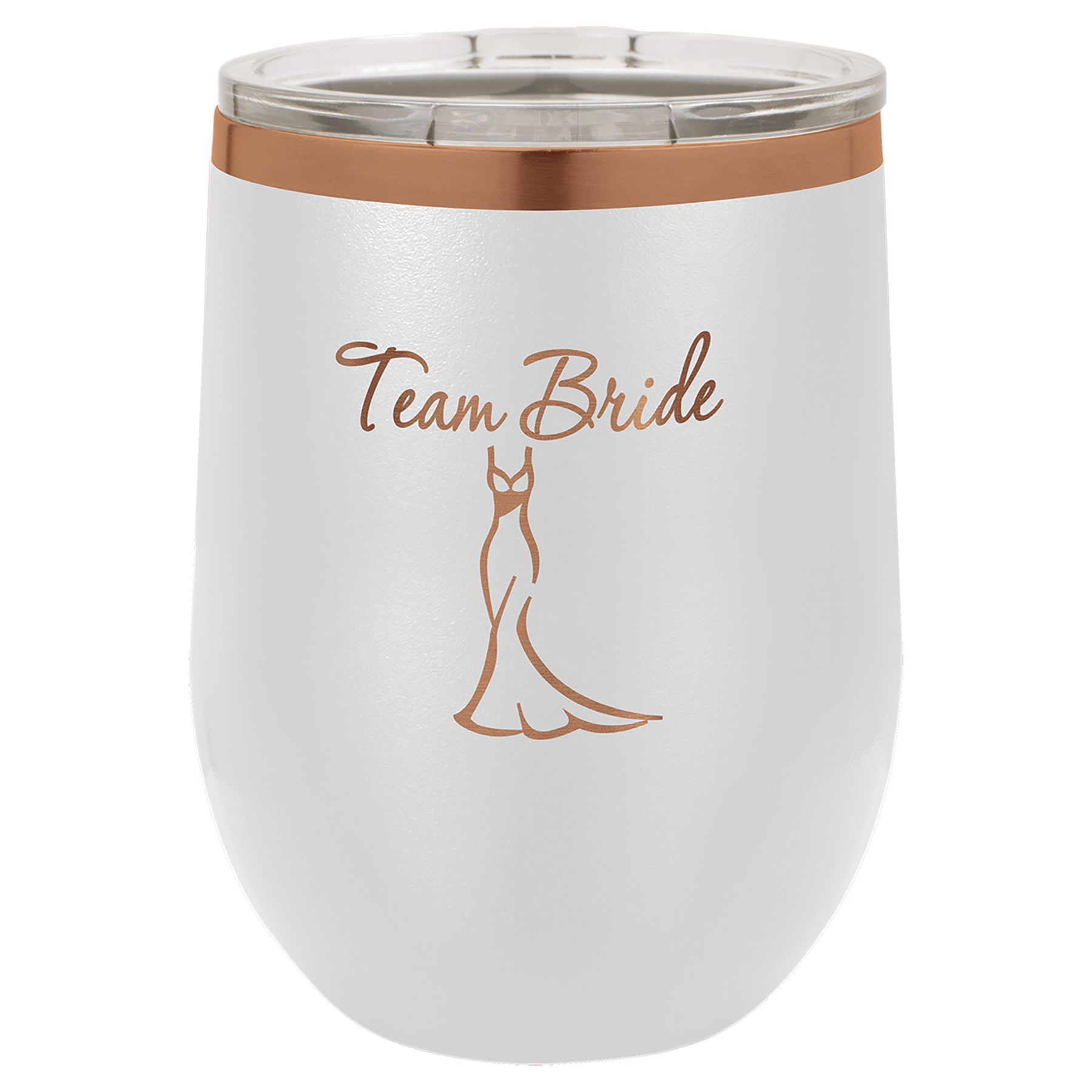 12 oz. White/Rose Gold ION-Plated Stemless Wine Tumbler with Lid