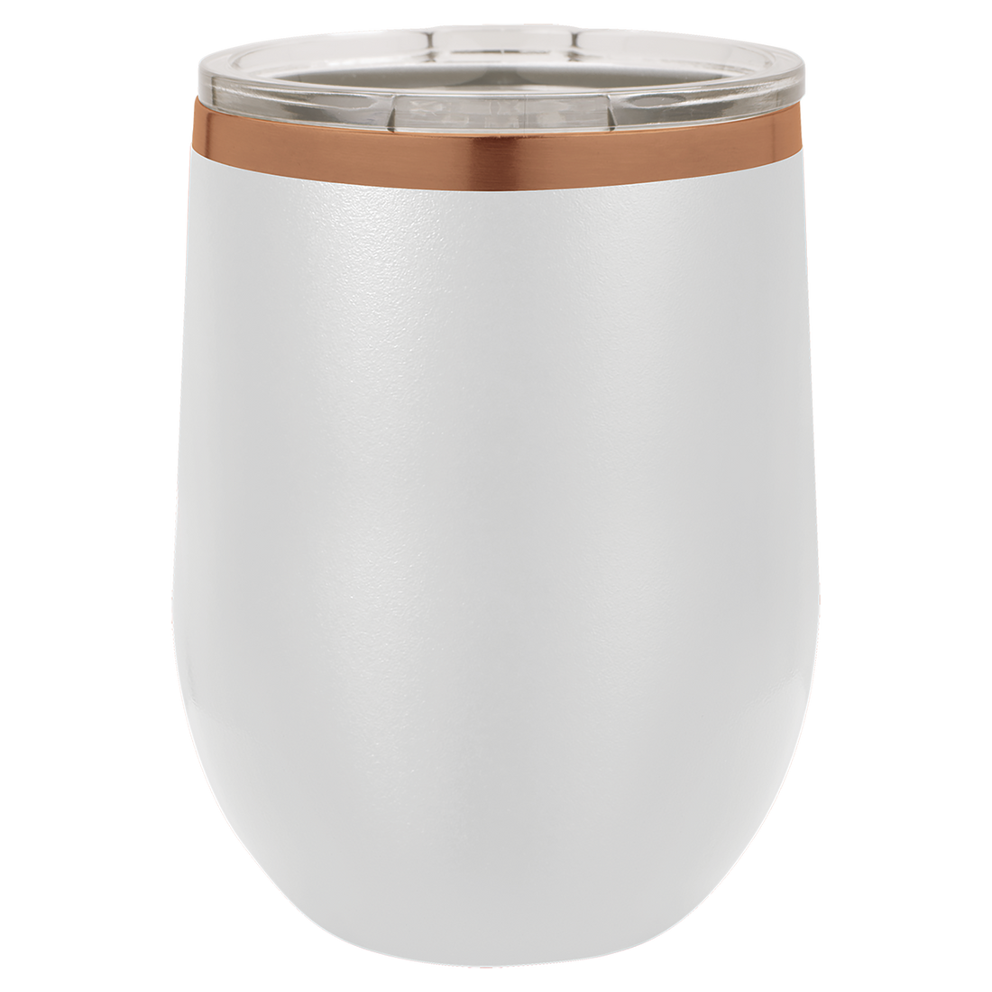 Stemless Wine Tumbler with Standard Lid – 12 oz. / White (Rose Gold) preview