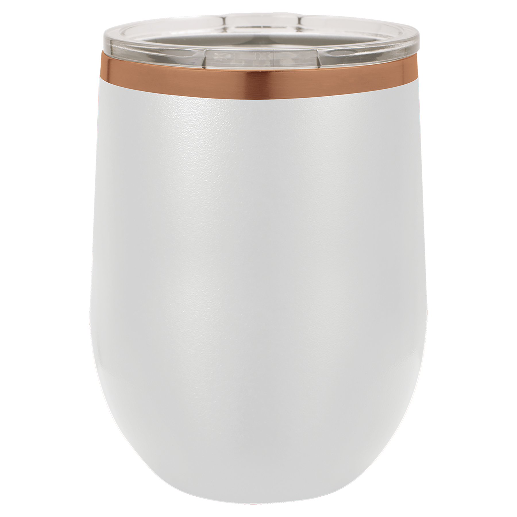 12 oz. White/Rose Gold ION-Plated Stemless Wine Tumbler with Lid blank-preview