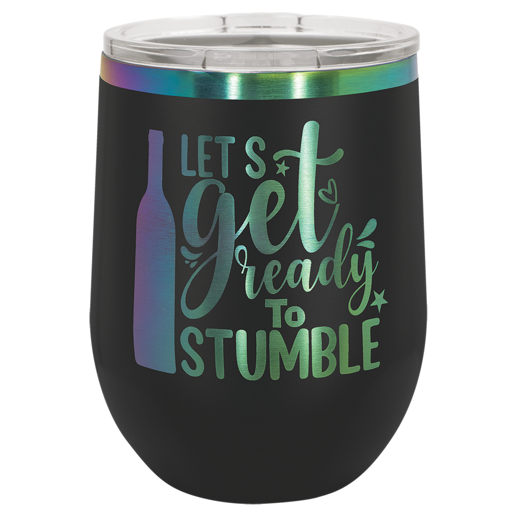 12 oz. Black/Prism ION-Plated Stemless Wine Tumbler with Lid