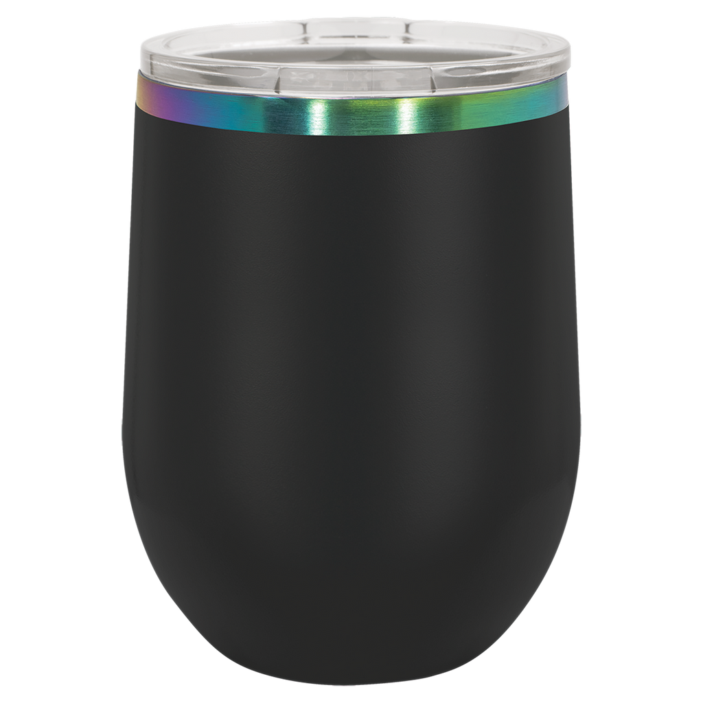 12 oz. Black/Prism ION-Plated Stemless Wine Tumbler with Lid blank-preview