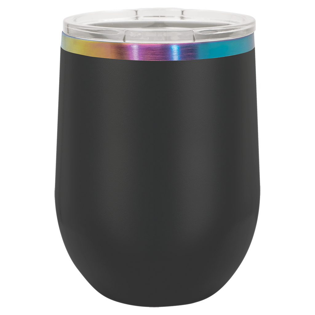 12 oz. Black/Prism ION-Plated Stemless Wine Tumbler with Lid