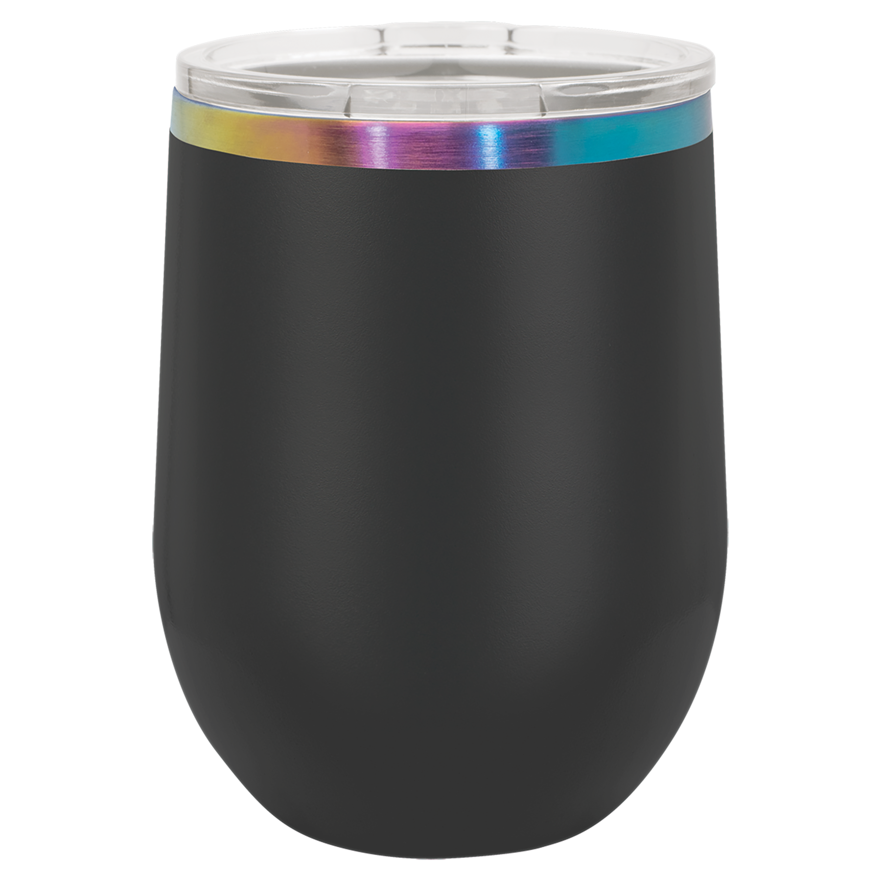 12 oz. Black/Prism ION-Plated Stemless Wine Tumbler with Lid