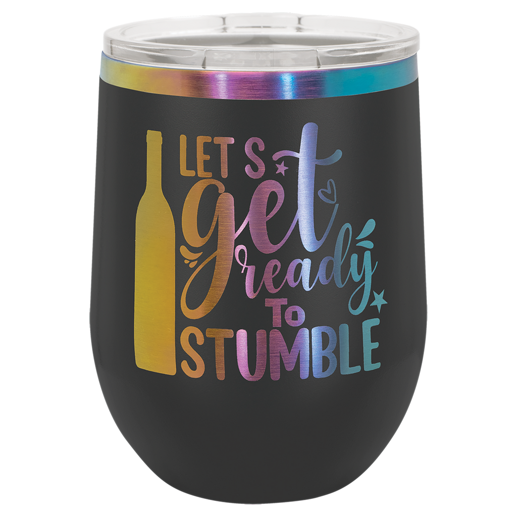 12 oz. Black/Prism ION-Plated Stemless Wine Tumbler with Lid