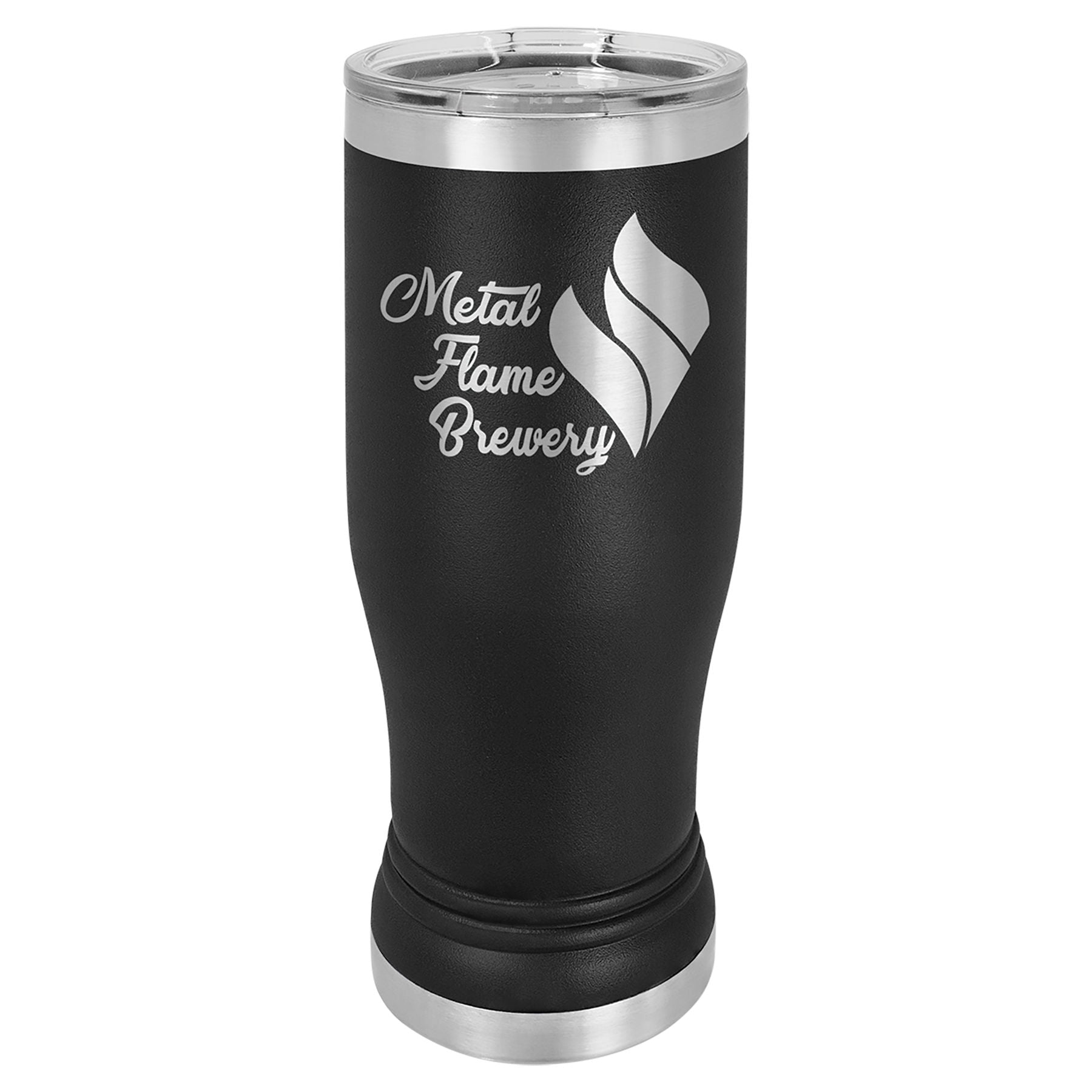 Black 14 oz. Pilsner with Clear Lid