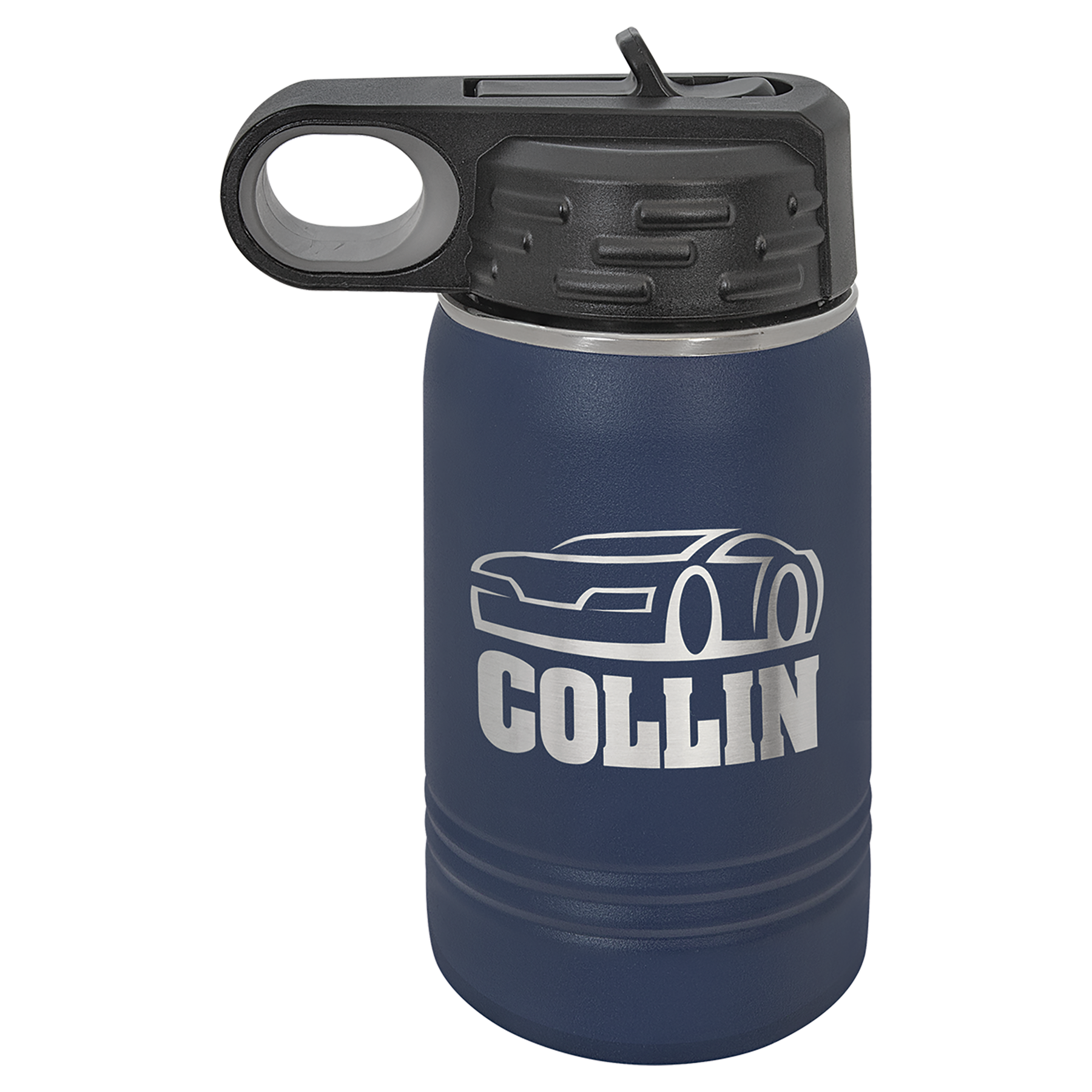 Navy Blue 12 oz. Powder Coated Water Bottle
