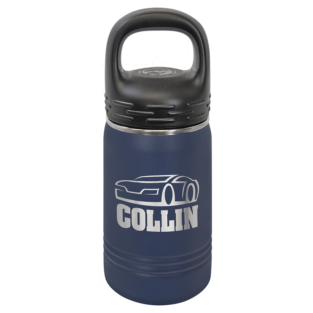 Navy Blue 12 oz. Powder Coated Water Bottle