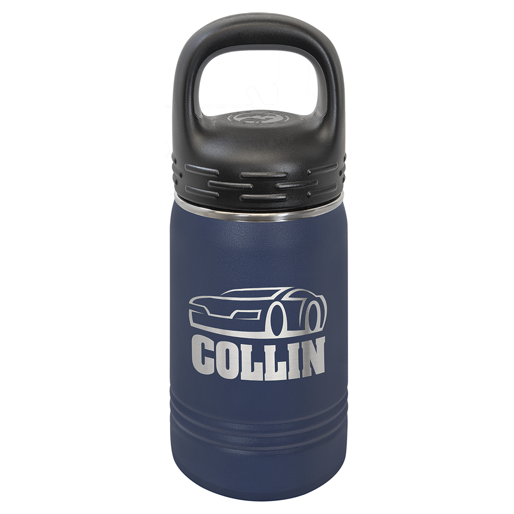 Navy Blue 12 oz. Powder Coated Water Bottle