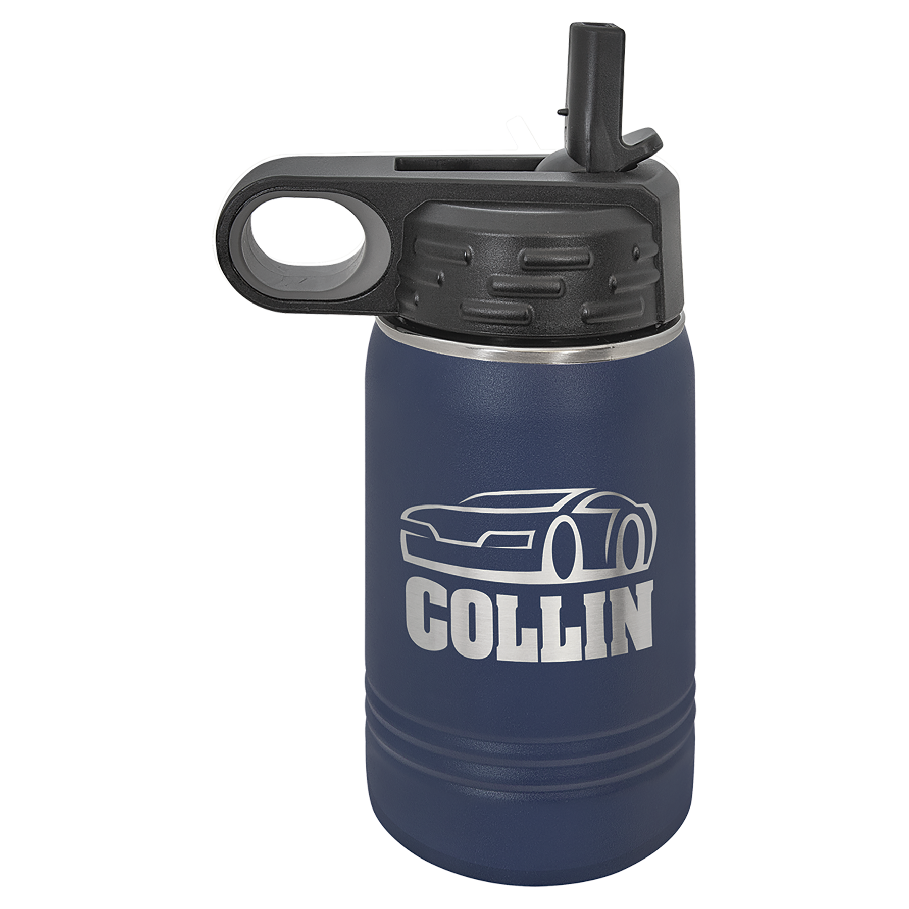 Navy Blue 12 oz. Powder Coated Water Bottle