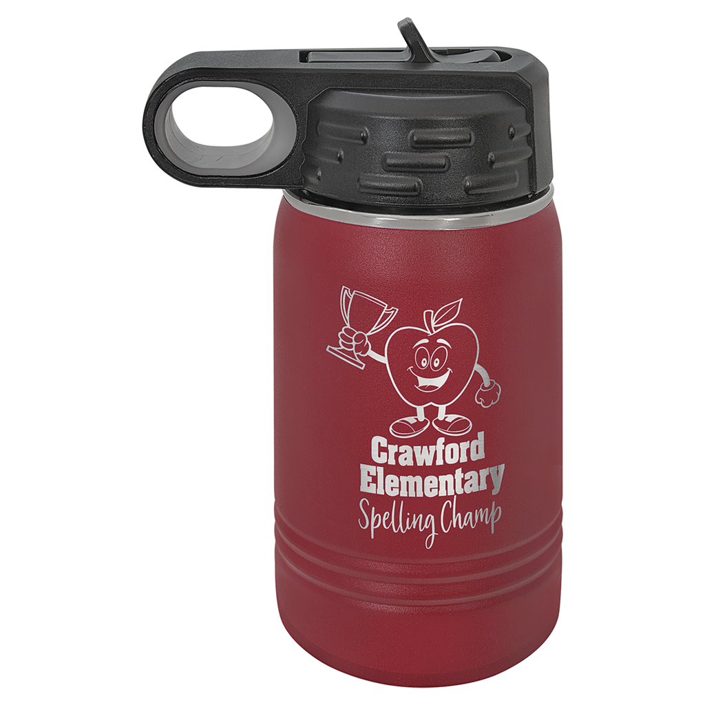 Maroon 12 oz. Powder Coated Water Bottle