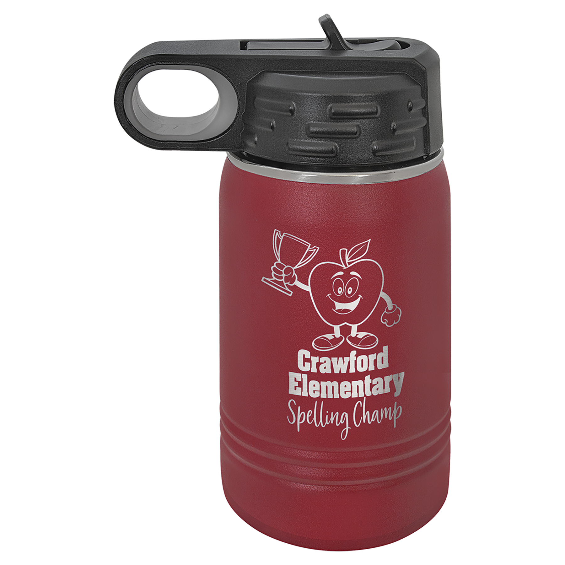 Maroon 12 oz. Powder Coated Water Bottle