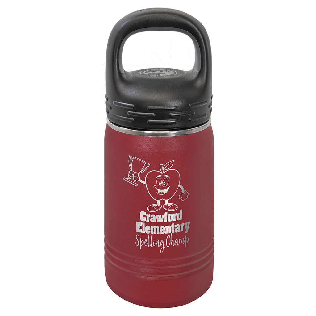 Maroon 12 oz. Powder Coated Water Bottle