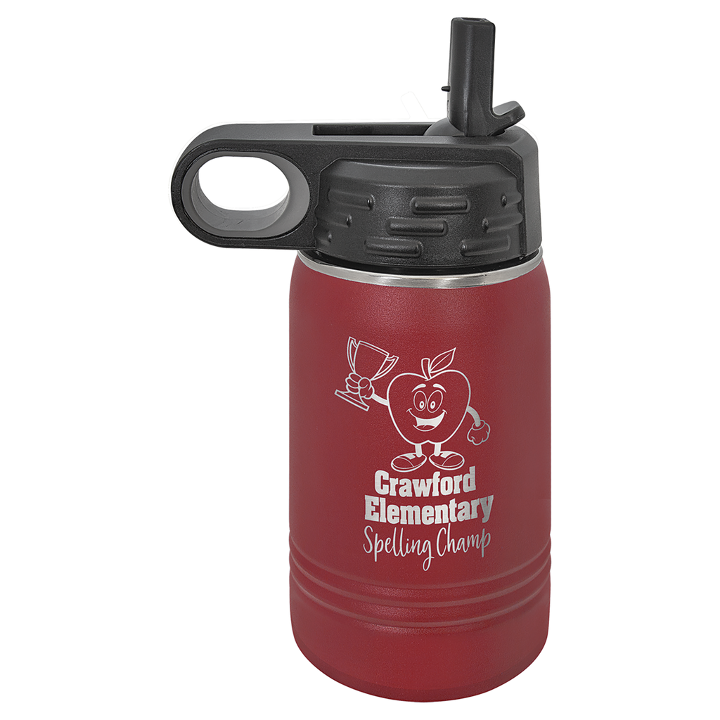 Maroon 12 oz. Powder Coated Water Bottle