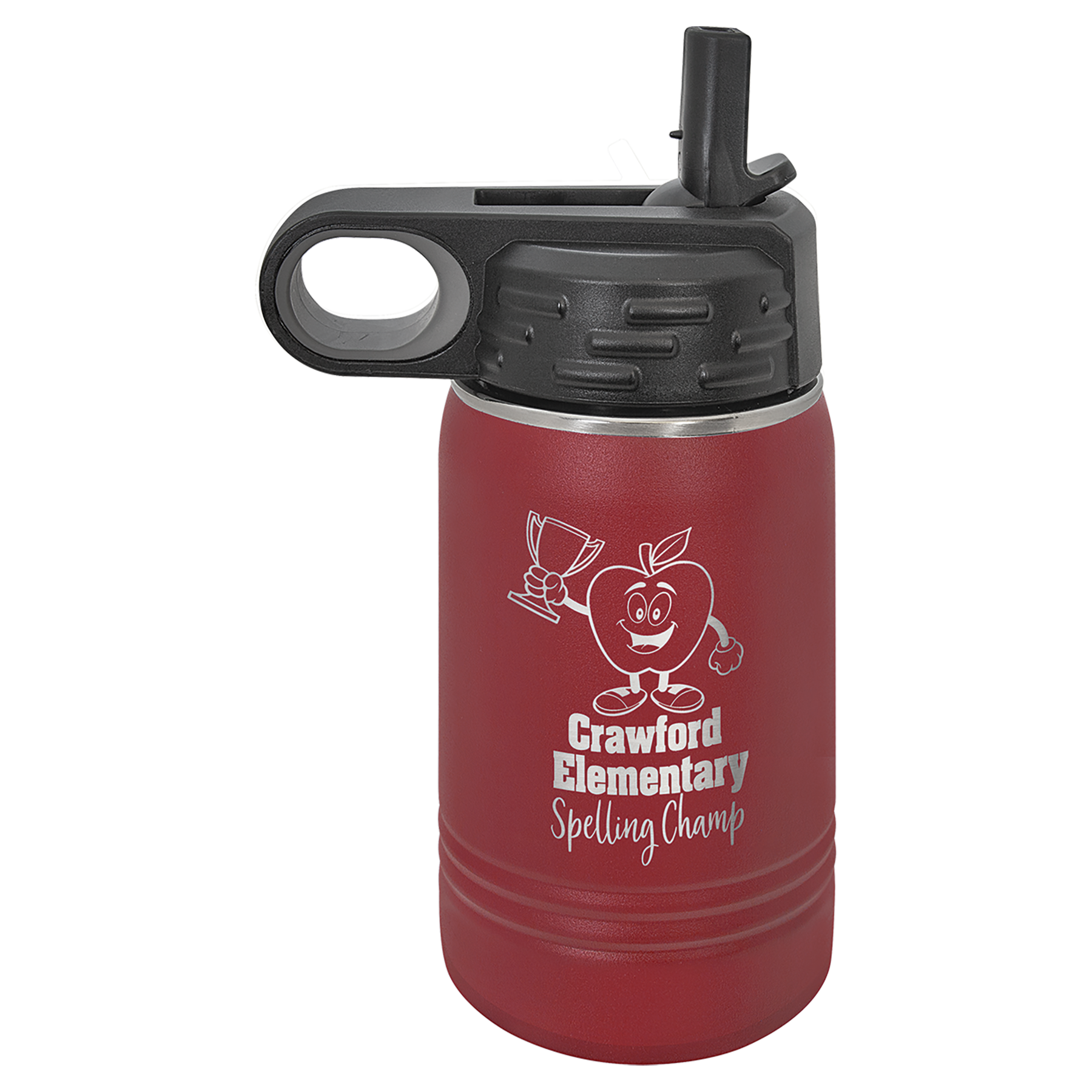 Maroon 12 oz. Powder Coated Water Bottle