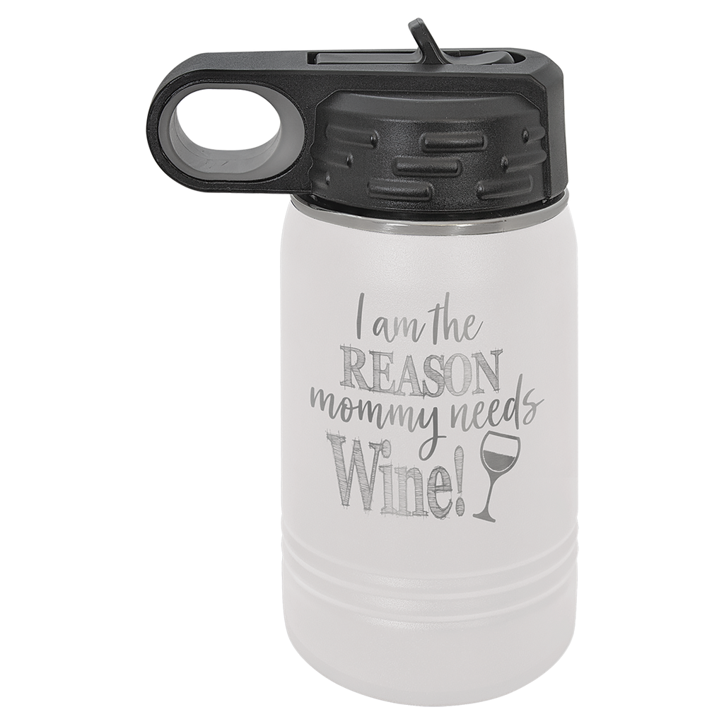 White 12 oz. Powder Coated Water Bottle
