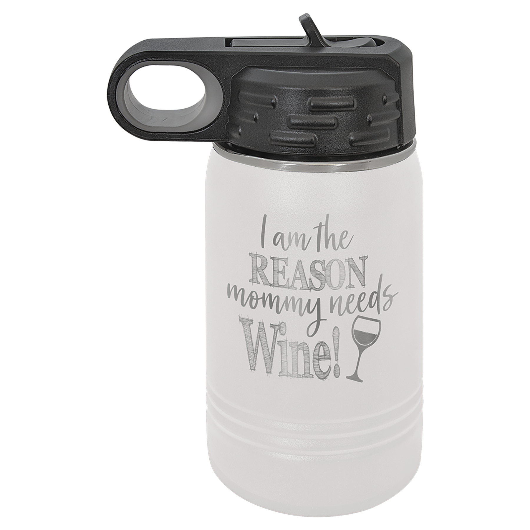 White 12 oz. Powder Coated Water Bottle