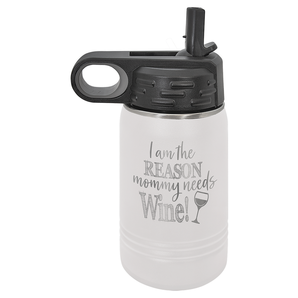White 12 oz. Powder Coated Water Bottle