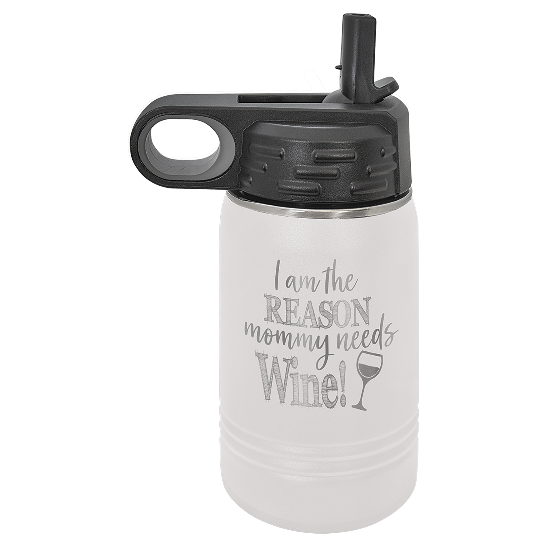 White 12 oz. Powder Coated Water Bottle