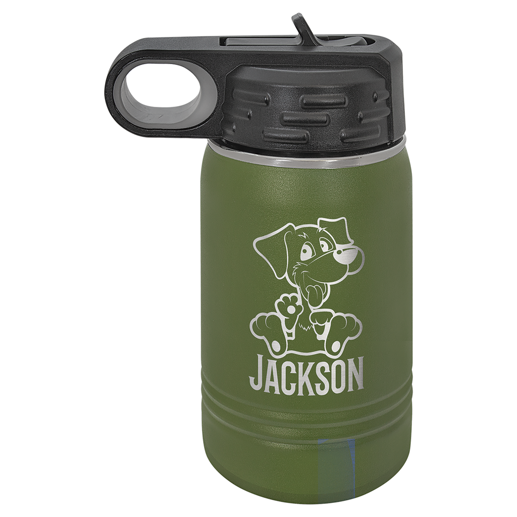 Olive Green 12 oz. Powder Coated Water Bottle