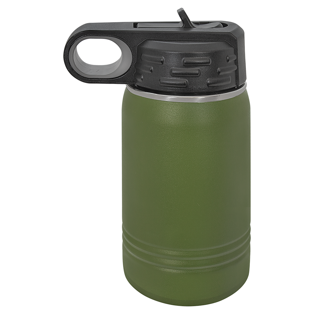 Olive Green 12 oz. Powder Coated Water Bottle blank-preview