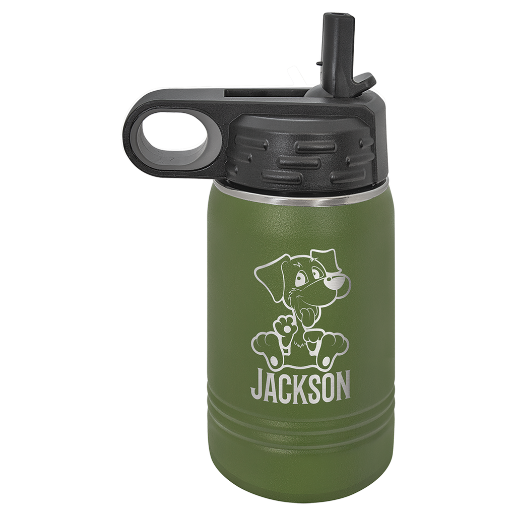 Olive Green 12 oz. Powder Coated Water Bottle