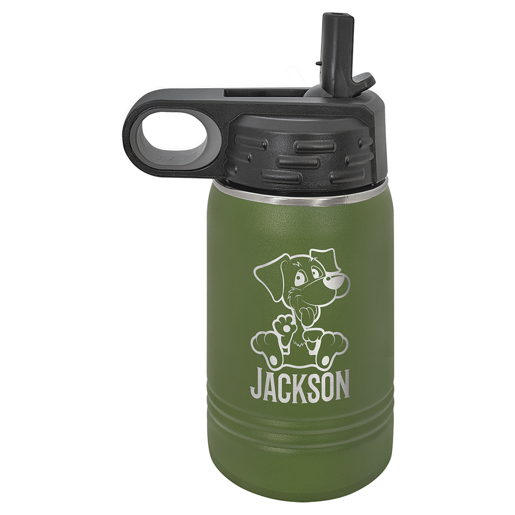 Olive Green 12 oz. Powder Coated Water Bottle