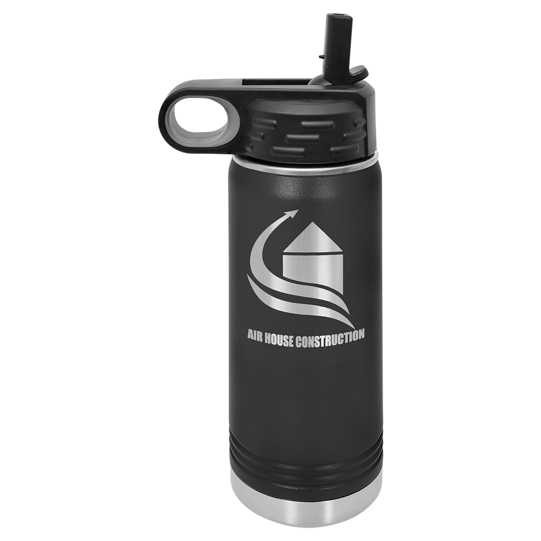 Black 20 oz. Powder Coated Water Bottle