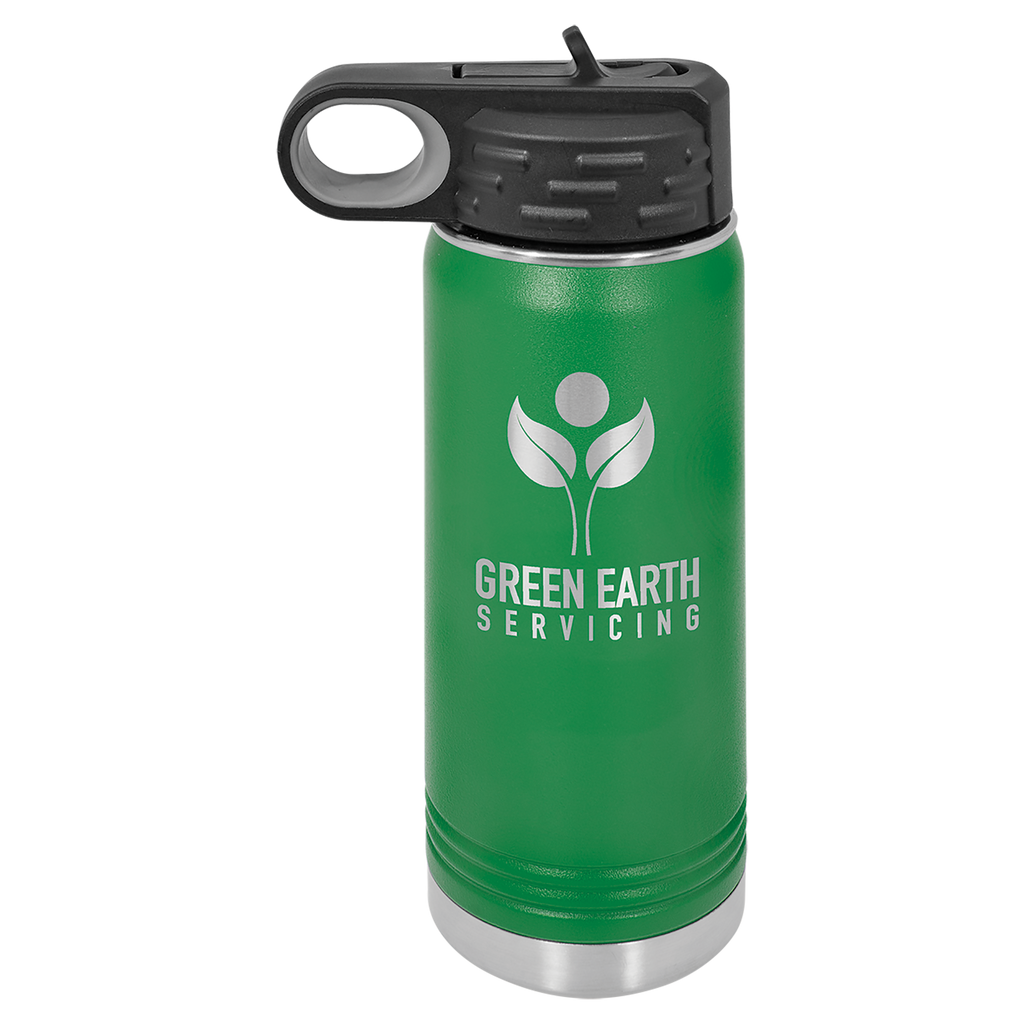 Green 20 oz. Powder Coated Water Bottle