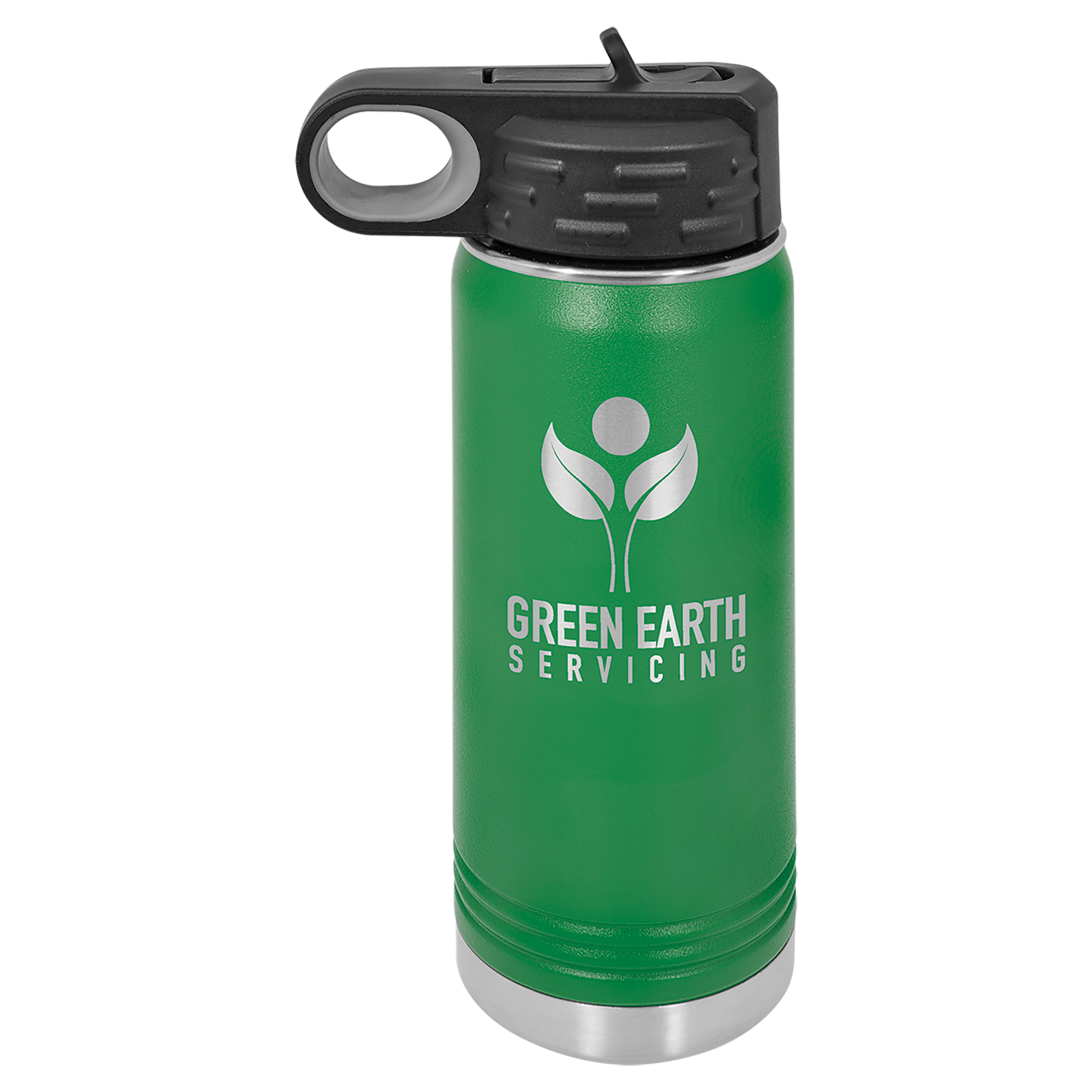 Green 20 oz. Powder Coated Water Bottle