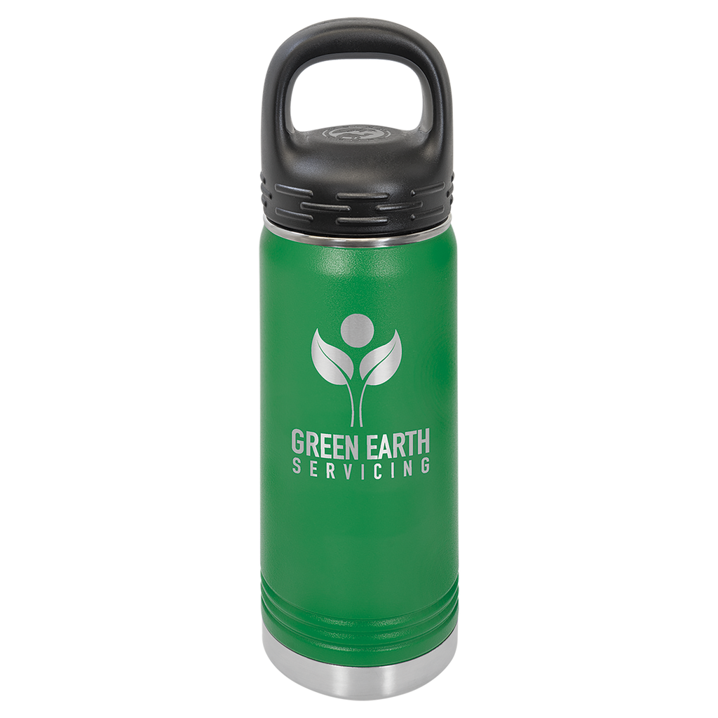 Green 20 oz. Powder Coated Water Bottle