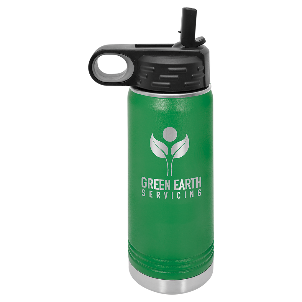 Green 20 oz. Powder Coated Water Bottle