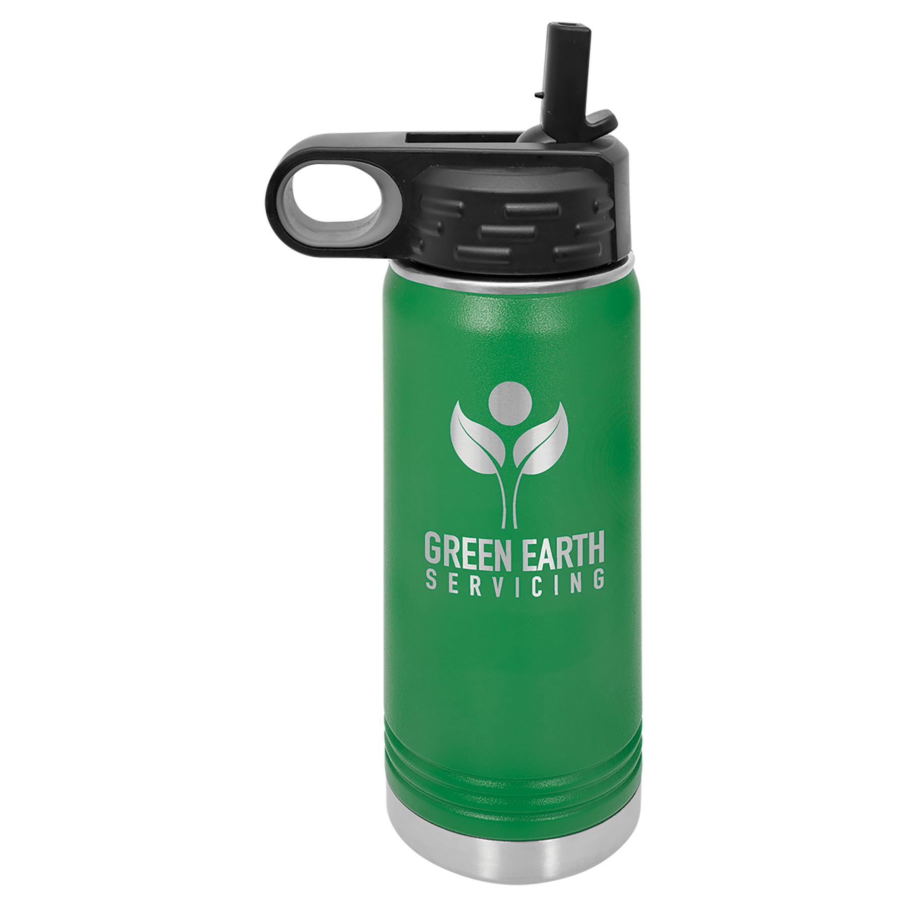 Green 20 oz. Powder Coated Water Bottle