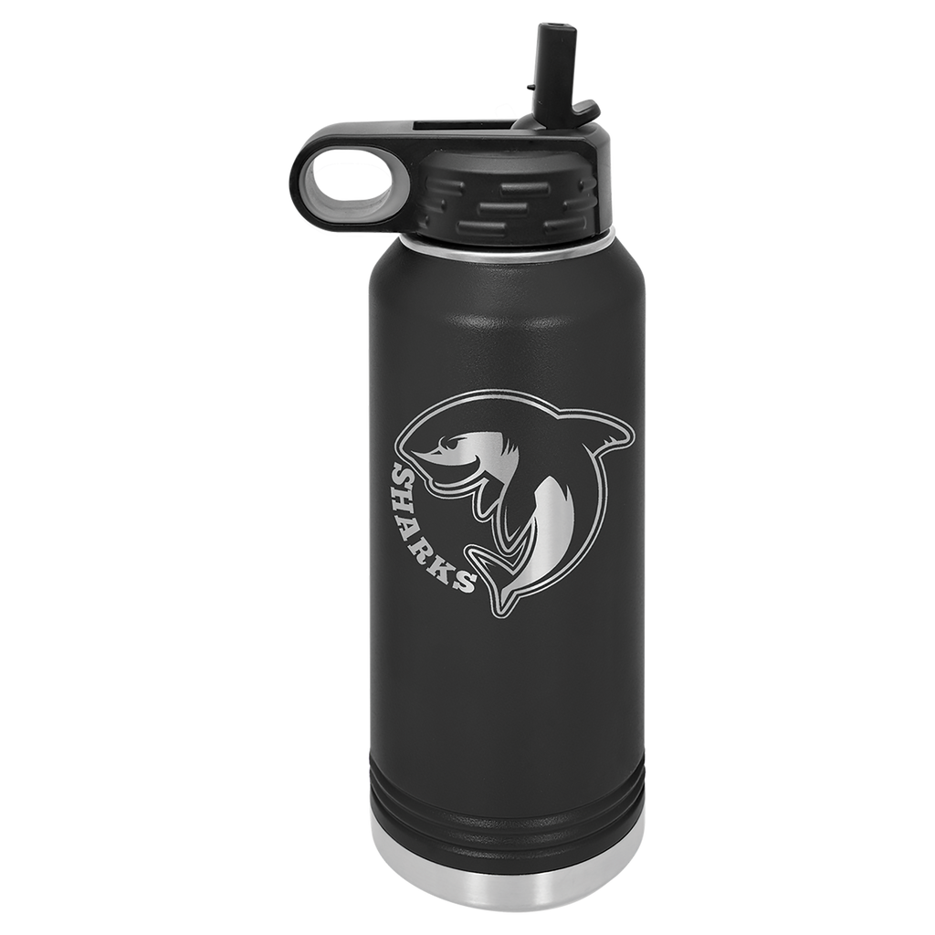 Black 32 oz. Powder Coated Water Bottle