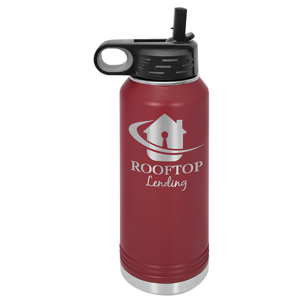 Maroon 32 oz. Powder Coated Water Bottle