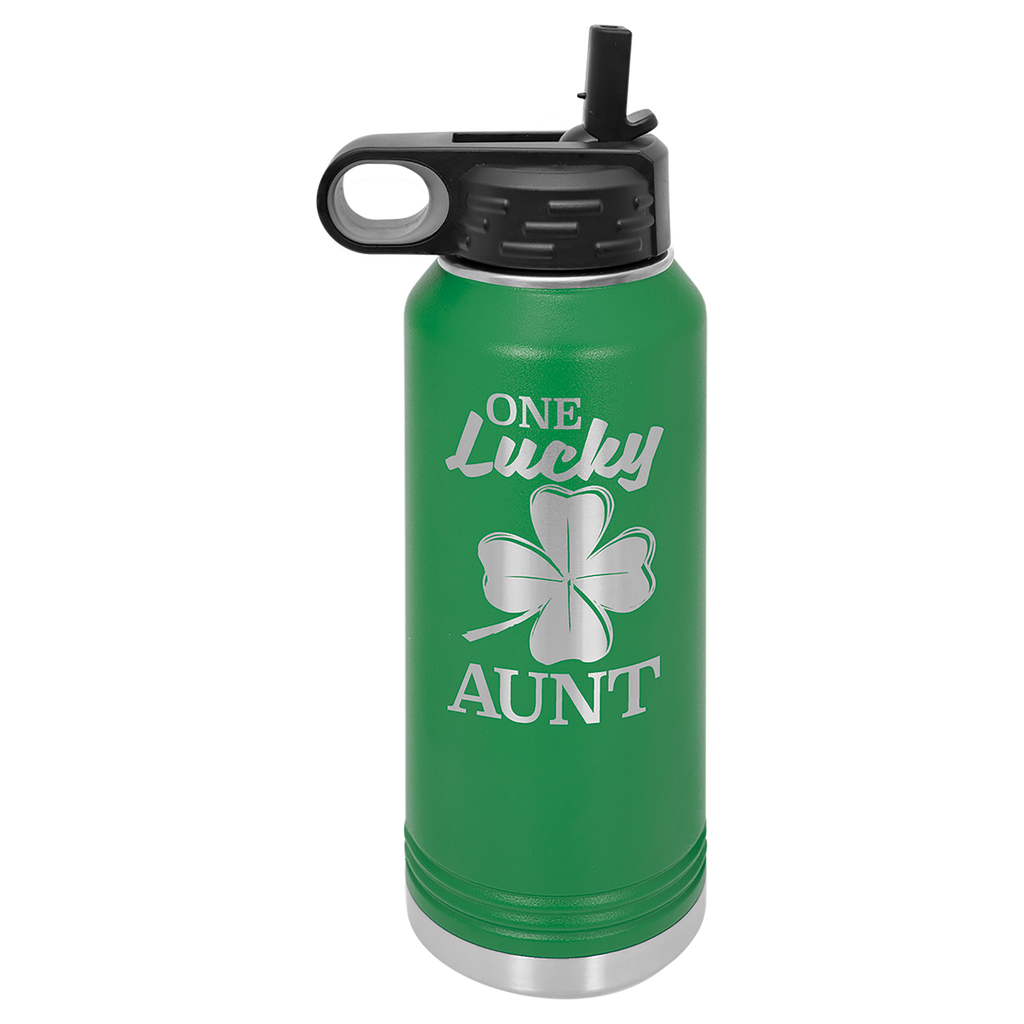 Green 32 oz. Powder Coated Water Bottle