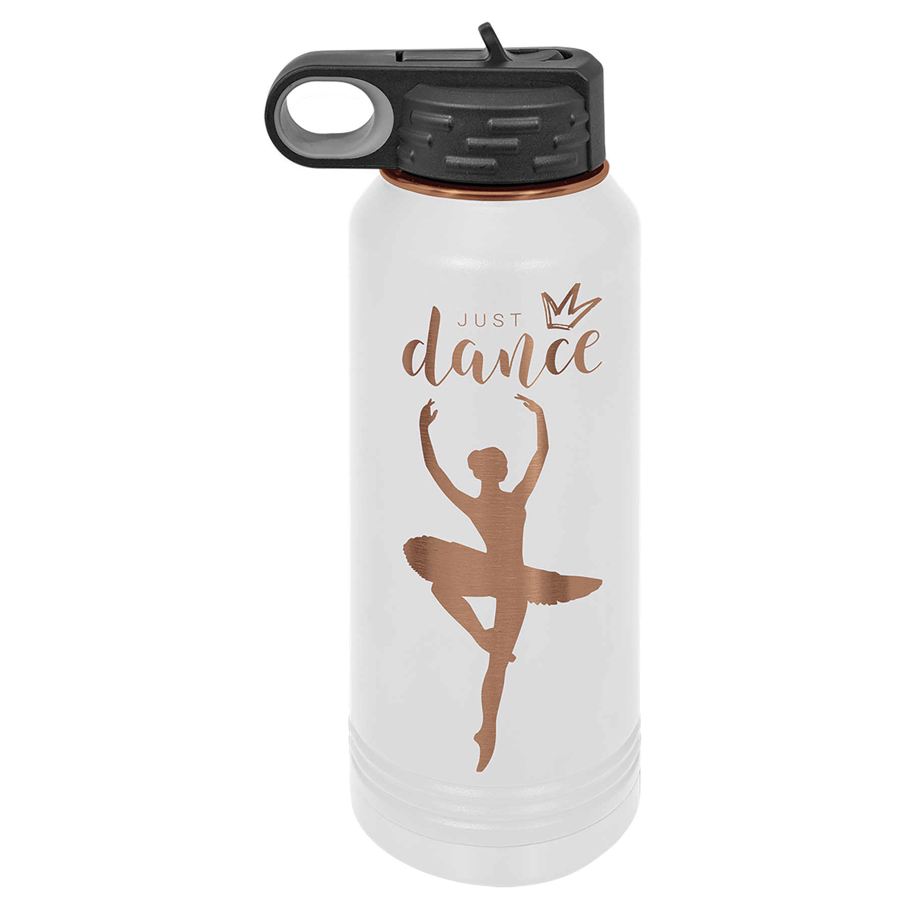 32 oz. White/Rose Gold ION-Plated Water Bottle