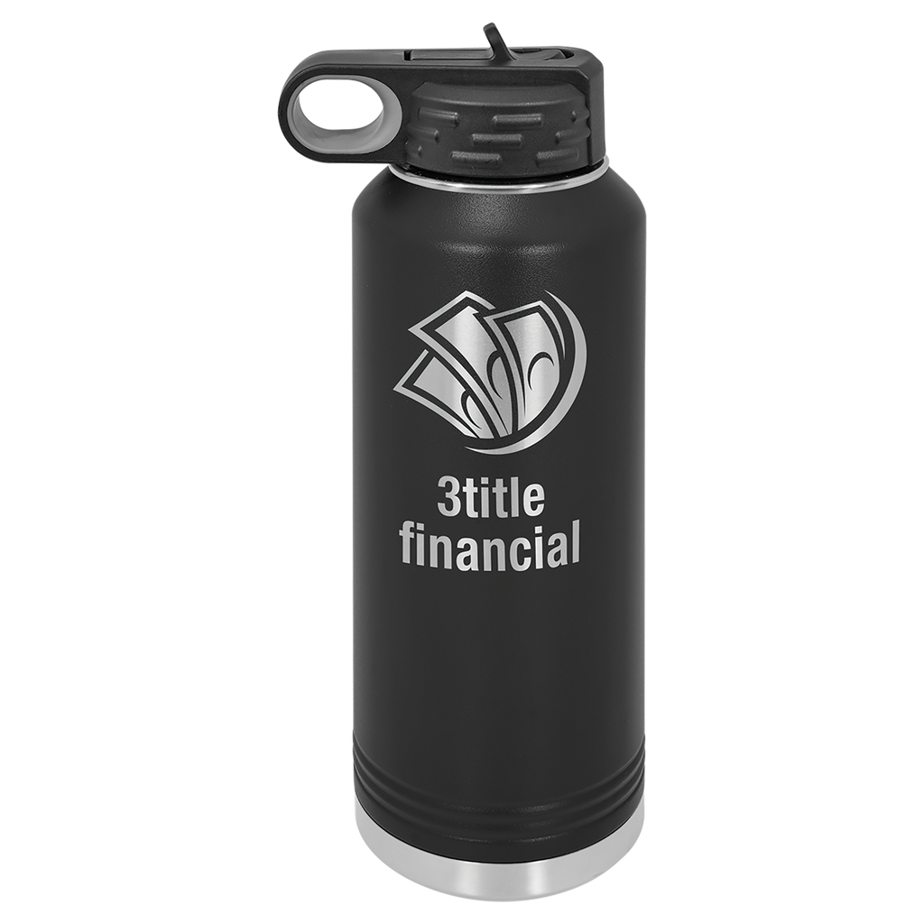 Black 40 oz. Powder Coated Water Bottle