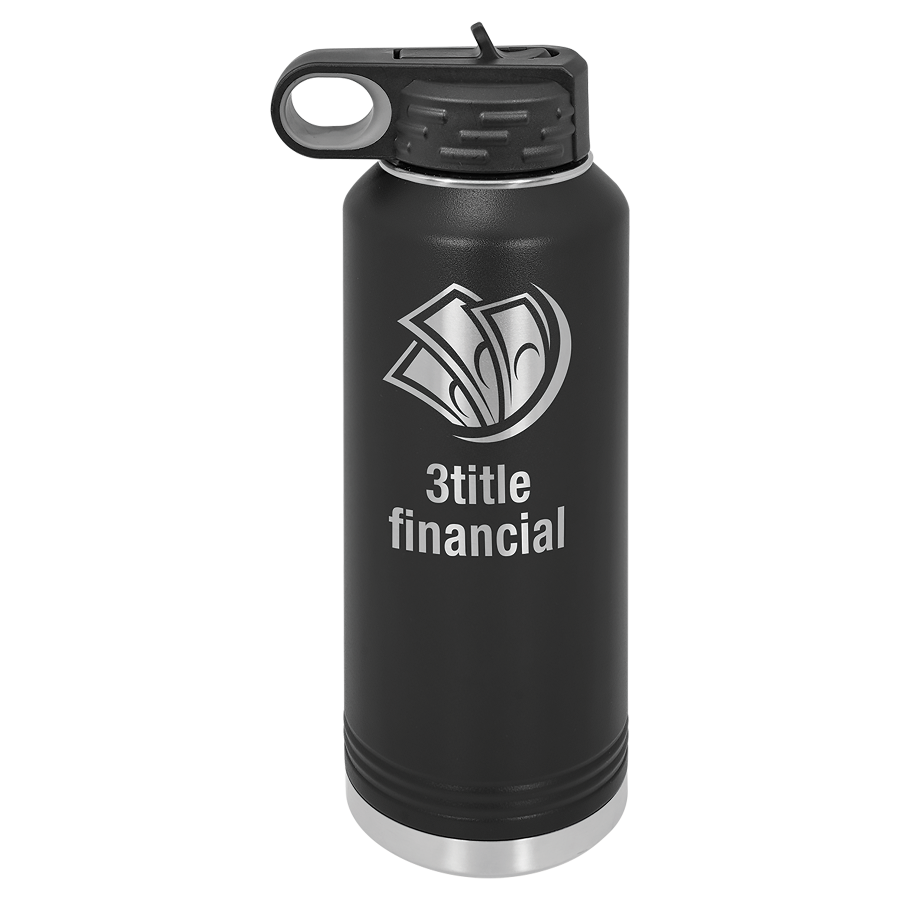 Black 40 oz. Powder Coated Water Bottle