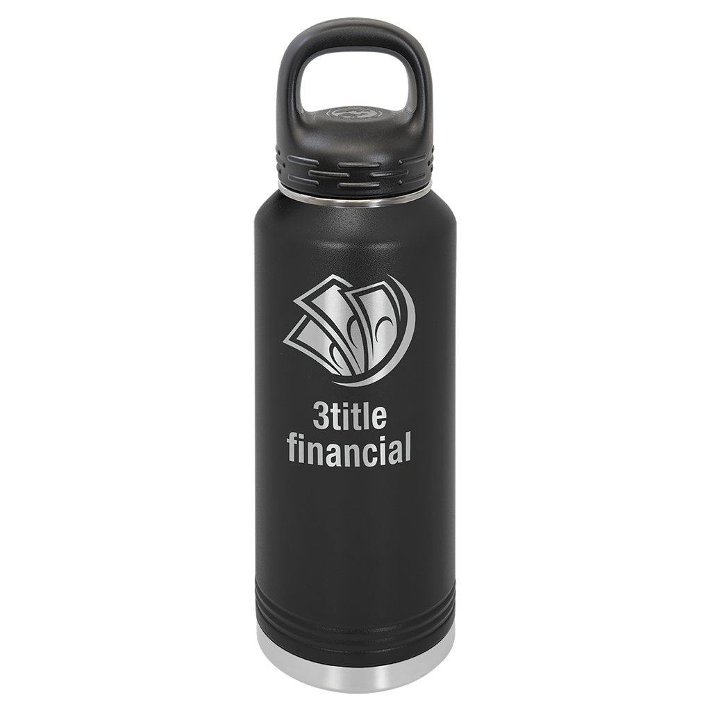 Black 40 oz. Powder Coated Water Bottle